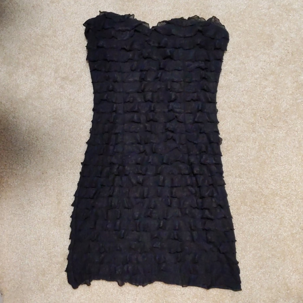 Forever 21 black ruffle mini dress